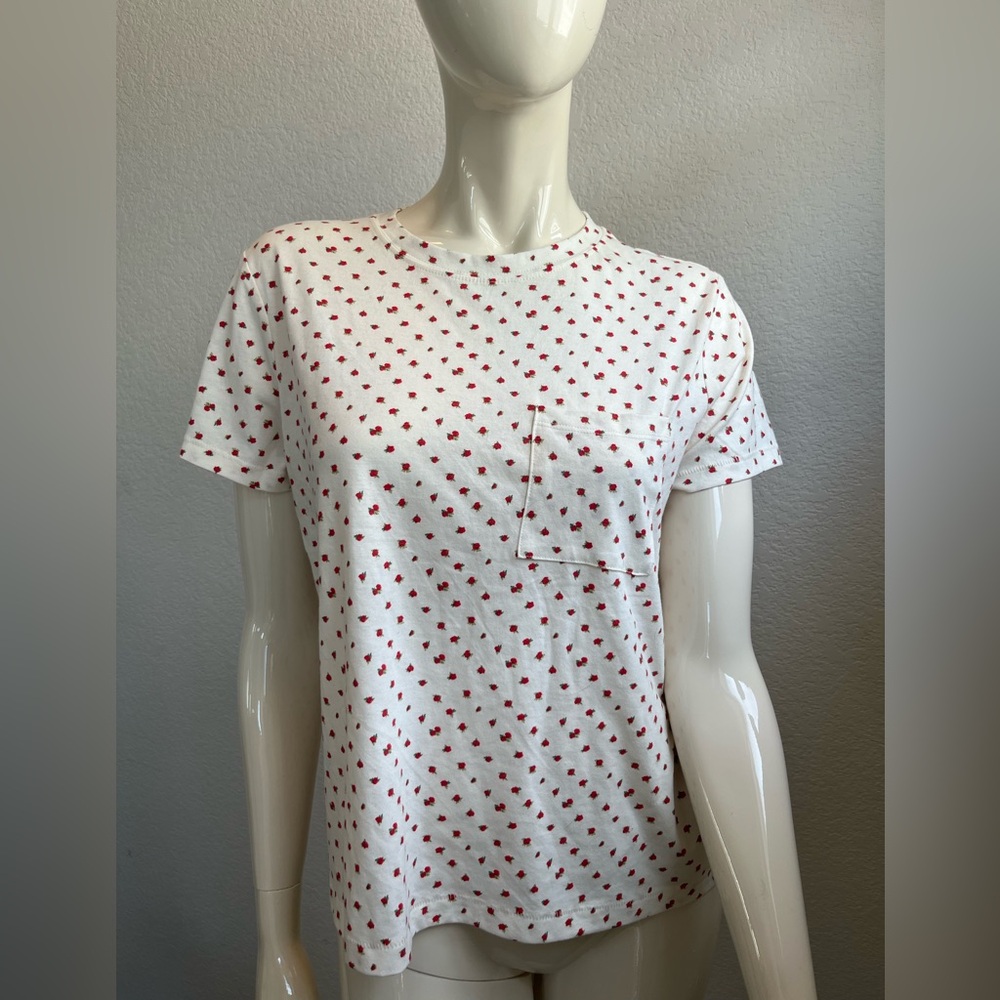 Arizona Jean Company White Black Polka Dot Short Sleeve Tee